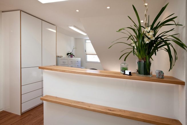 Innenausbau Arztpraxis in Freiburg: Theke und Aktenschrank